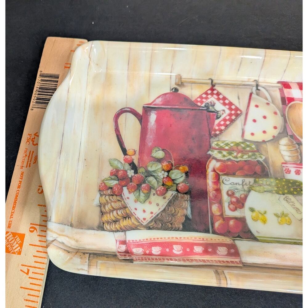 Country Kitchen Melamine Serving Trays Red Coffee Pot Cherry Set Cottagecore - Picture 3 of 6